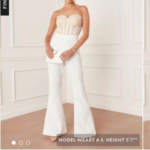 Vici white jumpsuit, great for rehearsal dinner for the bride! Or bridal shower